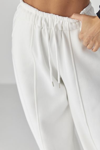 Жіночі теплі спортивні штани - молочний цвет, M (є розміри) | Зображення 3