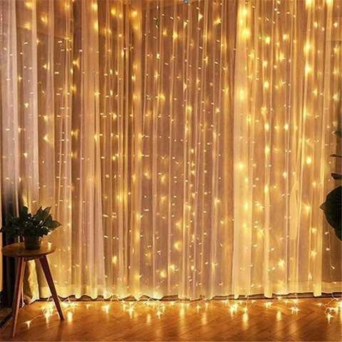 Гирлянда Водопад USB штора 3х2м, теплый белый, 200 LED + пульт / Новогодняя светодиодная гирлянда на окно | Зображення 1