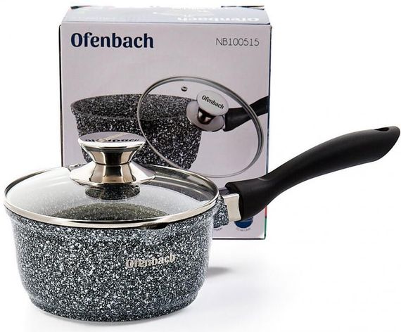 Ківш Ofenbach Snow Marble 1.35л індукційний з антипригарним покриттям та скляною кришкою | Зображення 4