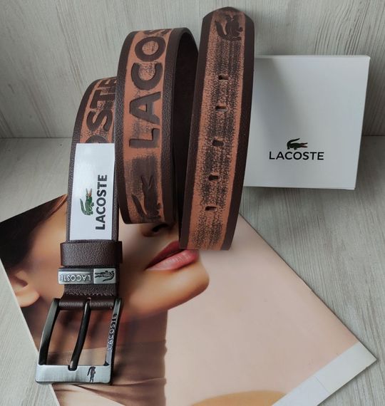 Шкіряний коричневий ремінь Lacoste | Зображення 2