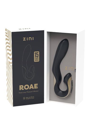 Вібратор-кролик Zini Roae чорно-золотий, 19.5 х 3.5 см Sex Aura | Зображення 3