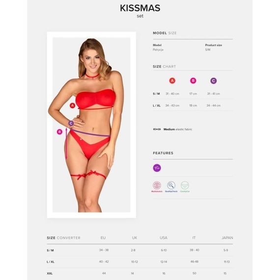 Новогодний костюм Obsessive Kissmas set красный, S/M sexstyle | Зображення 4