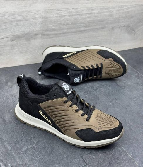 Демісезонні шкіряні кросівки Reebok колір оливковий/чорний | Зображення 3