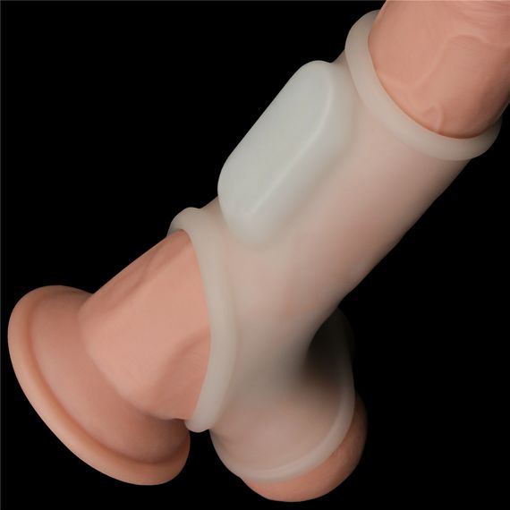 Насадка на член - Vibrating Silk Knights Ring With Scrotum Sleeve White | Зображення 4