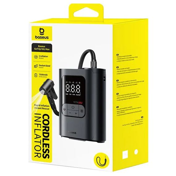 Автомобільний насос Baseus GoTrip VA1 Max 7500 mAh (C01196) Cosmic Black | Зображення 1