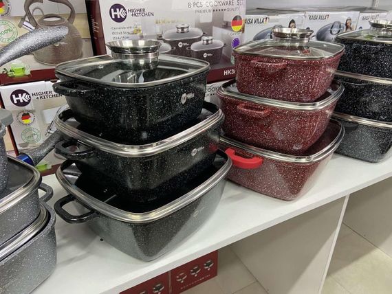 Набор кастрюль Higher Kitchen HK-302 КРАСНЫЕ с гранитным антипригарным покрытием | Зображення 1