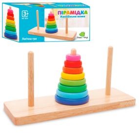 Деревянная игрушка Пирамидка MD 1870, 8 колец