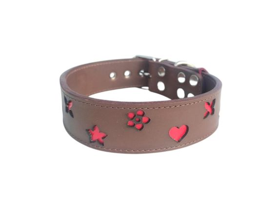 Шкіряний нашийник для собак "Brown Heart" коричневий