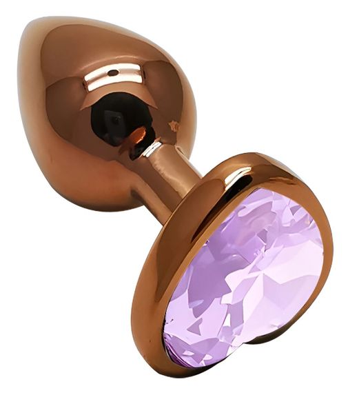 Анальна пробка анатомічна металева EGZO Dark Gold Heart Plug S з аметистовим кристалом Sex Aura | Зображення 1