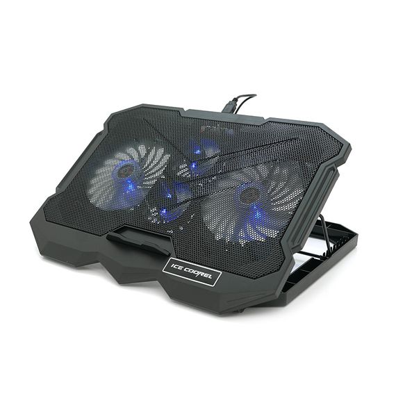 Підставка під ноутбук IceCoorel K22, 10-17", 2*125мм+2*70мм 2600±10% RPM, корпус пластик+алюміній, 385x280x28mm, Black, Box, Q10 | Зображення 2