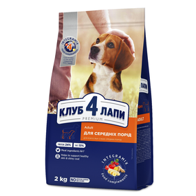 Сухий корм Club 4 Paws Premium Adult Medium Breeds для дорослих собак середніх порід, курка 2 кг