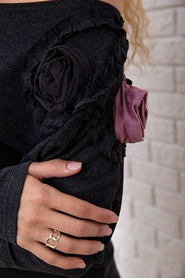 Вовняна приталена сукня, темно-сірого кольору, 167R147-1 | Зображення 5