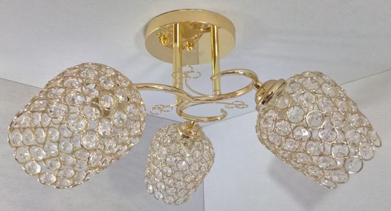 Люстра стельова на 3 лампочки 25120 Золото 26х43х43 см.