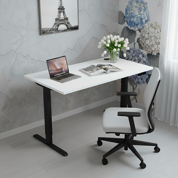 Стіл із електричним регулюванням висоти, одномоторний, з однією заглушкою, чорний каркас, 1400х700х718-1178 мм | Зображення 2