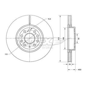 Диск тормозной передний Audi A1/A3 06-18/ Q2/Q3 11-/ Ford Tourneo Connect 22-/ Skoda Karoq/Kodiaq 16-/