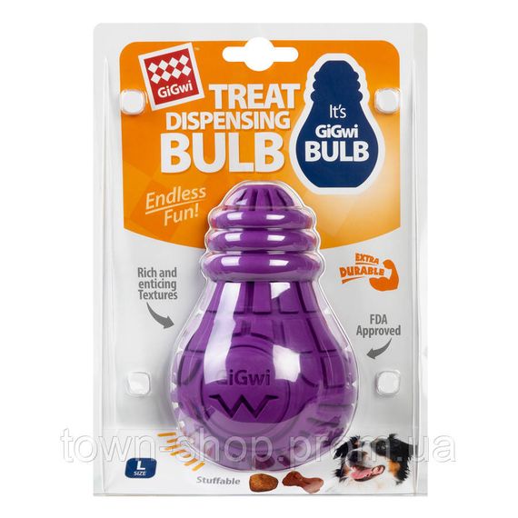 Игрушка для собак Лампочка резиновая GiGwi Bulb Rubber, резина, L, фиолетовая | Зображення 1