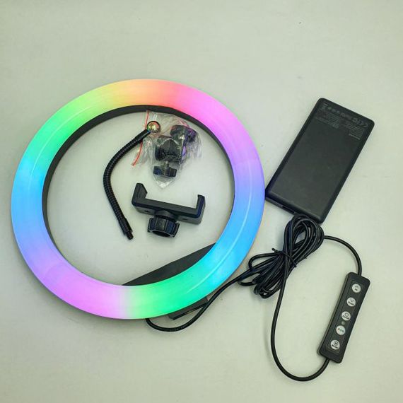 Кільцева світлодіодна лампа RGB LED RING MJ26 26 см із тримачем HR-859 для телефону | Зображення 8