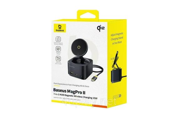 Бездротовий зарядний пристрій Baseus MagPro Series II 7-in-1 USB-C Hub with 15W Qi2 Wireless Charger | Зображення 1