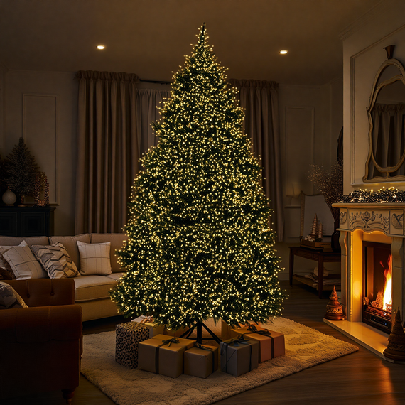 Новорічна гірлянда кімнатна «Роса» Хвойна лапа 100 м, 3000 LED, жовте сяйво, зелений провід | Зображення 4