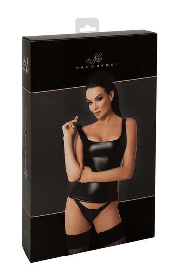 Топ Noir Handmade F346 Powerwetlook top Черный 3XL | Зображення 5