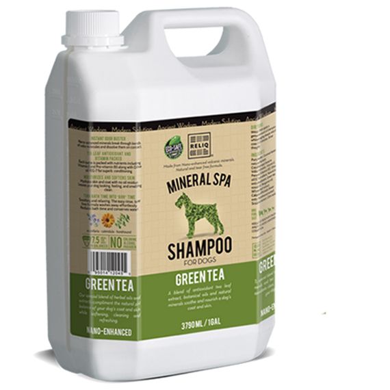 Шампунь RELIQ Mineral Spa Green Tea з екстрактом зеленого чаю для котів та собак 3.79 л