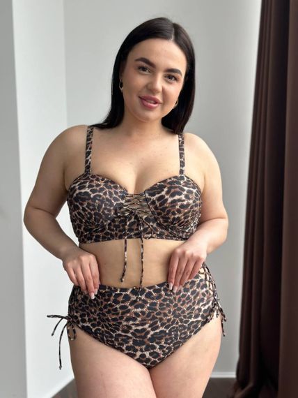Леопардовий купальник PLUS SIZE з поролоновою чашкою | Зображення 5
