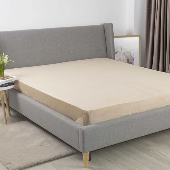 Простынь-чехол на резинке двуспальная ТЕП Velour 2-04824_35036 180х200 см золотой бежевый | Зображення 3