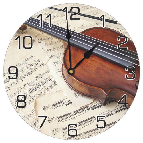 Часы настенные круглые Скрипка 36 см (CHR_P_MUS002)