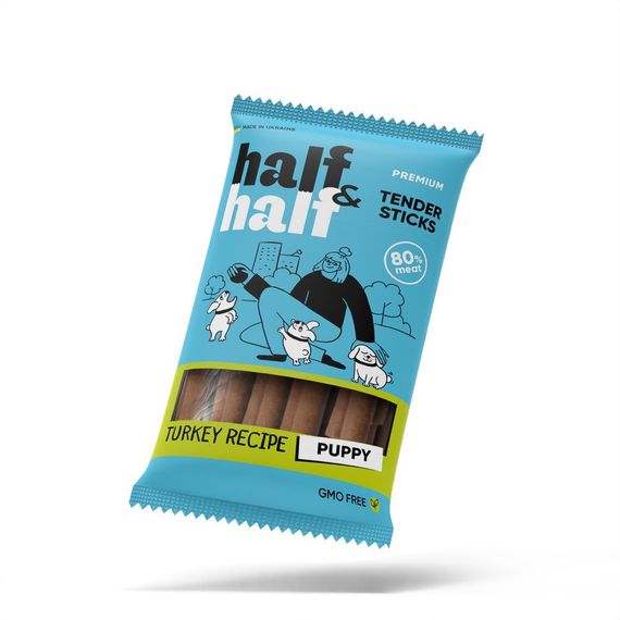 Лакомство для щенят Half&Half Sticks с индейкой 100 гр