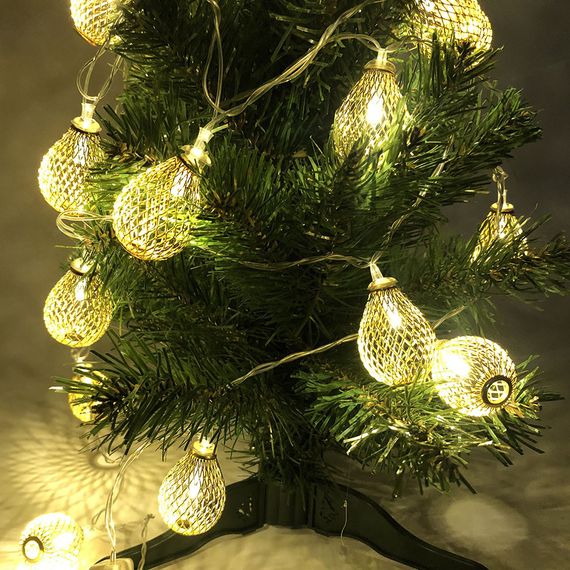 Гірлянда, теплий білий в металевих кульках, провід AT-261 прозорий, 2м | Зображення 4