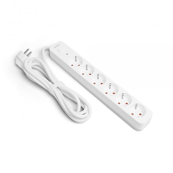 Мережевий подовжувач VIDEX ONCORD з/з 6п 3м (3x1.5мм) з кнопкою White | Зображення 1