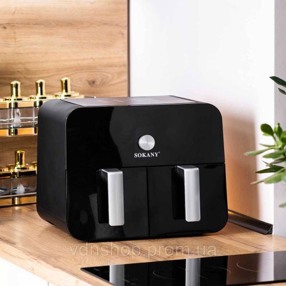 Аерогриль-фритюрниця SOKANY SK-10008 на 10 літрів, два відділення 2400 Вт чорна | Зображення 1