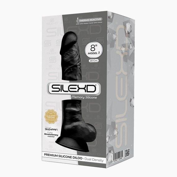 Фалоімітатор SilexD Vetus Black (MODEL 1 size 8in), двошаровий, силікон + Silexpan, діаметр 4,2см Sex Aura | Зображення 3