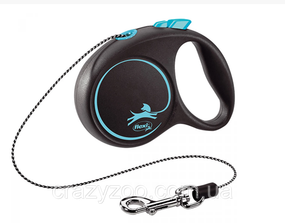Повідець-рулетка Flexi Black Design XS до 8 кг 3 м блакитний (4000498033234)
