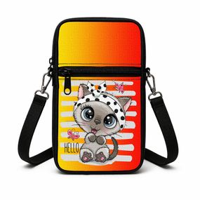 Сумка-чохол для телефону з котиком дитяча сумка через плече, водонепроникна міні-сумка (4895)