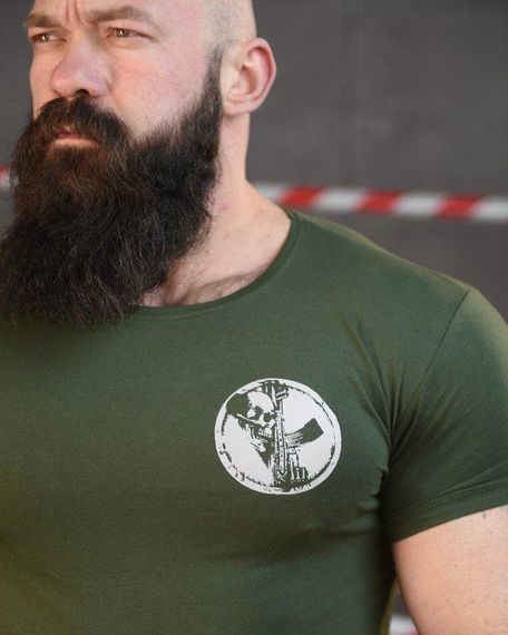 Тактична ХЛОПКОВА футболка NECRONIMICON скелет олива НП5201 | Зображення 4