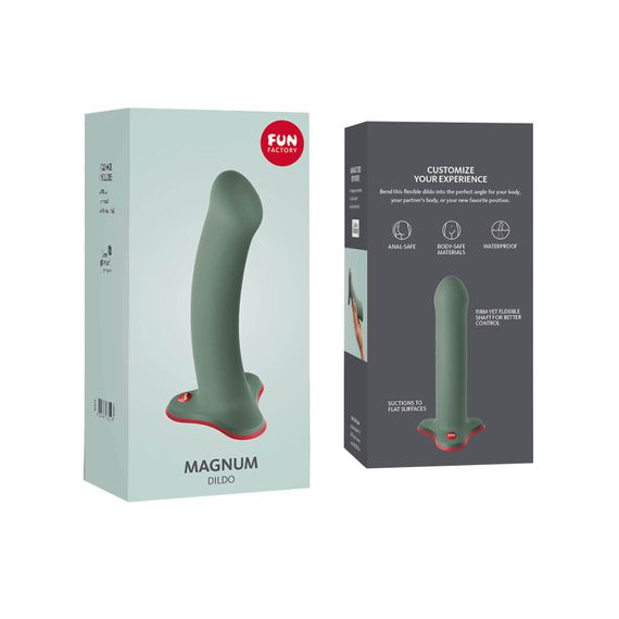 Фалоімітатор Fun Factory MAGNUM, оливковий, дуже гнучкий, довжина 18,3 см, діаметр 3,7 см | Зображення 5