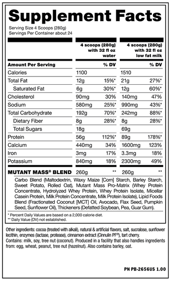 Гейнер Mutant Mass 6800g NEW (Triple Chocolate) | Зображення 1