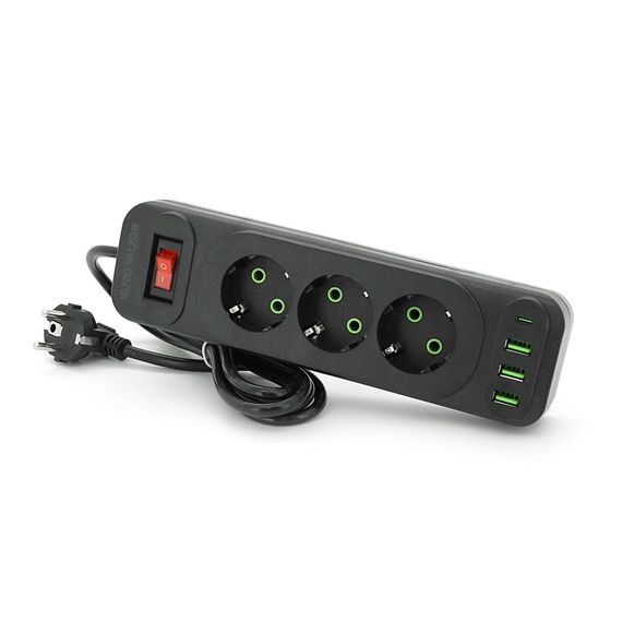 Мережевий фільтр Meilepai F23U, 3 розетки EU +3 USB + PD