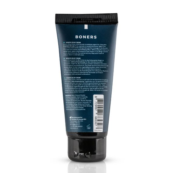 Крем-пролонгатор Boners Delay Cream 100 мл, легкий анестетик лаурет-9+мята | Зображення 1