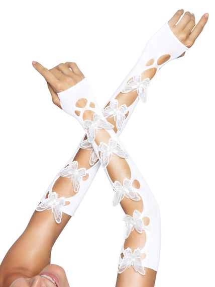 Рукавички білі з метеликами Leg Avenue | Зображення 4