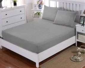 Салатове Простирадло махрове на резинці з наволочками Anisa (220х240+30 см)