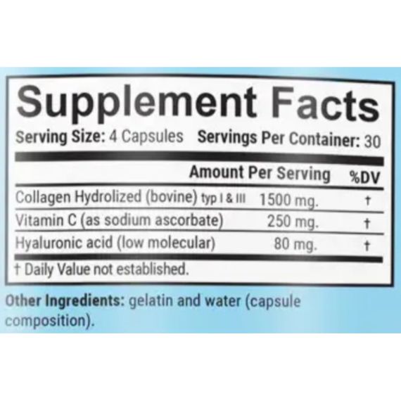 Хондропротектор (для спорту) GARO Nutrition Collagen HB + Vitamin C + Hyaluronic acid 120 Caps | Зображення 1