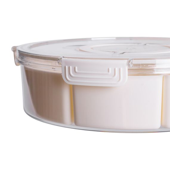 Контейнер для їжі з 9 відсіками пластиковий Ø29 см харчовий контейнер для зберігання їжі 3.5 л Бежевий HP-27-14 | Зображення 7