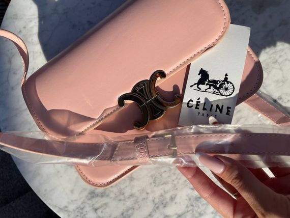 Сумка жіноча Celine Teen Triomphe Bag in Shiny Calfskin Pink Селін рожевий DN062 | Зображення 5