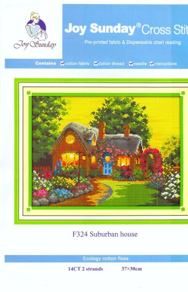 Набор для вышивания по нанесённой на канву схеме "Suburban house". AIDA 14CT printed, 37*30 см | Зображення 1