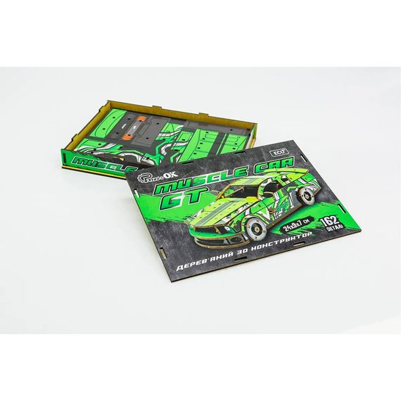 Дерев'яний 3D конструктор Mustang GT Puz-00640, 162 деталей | Зображення 1