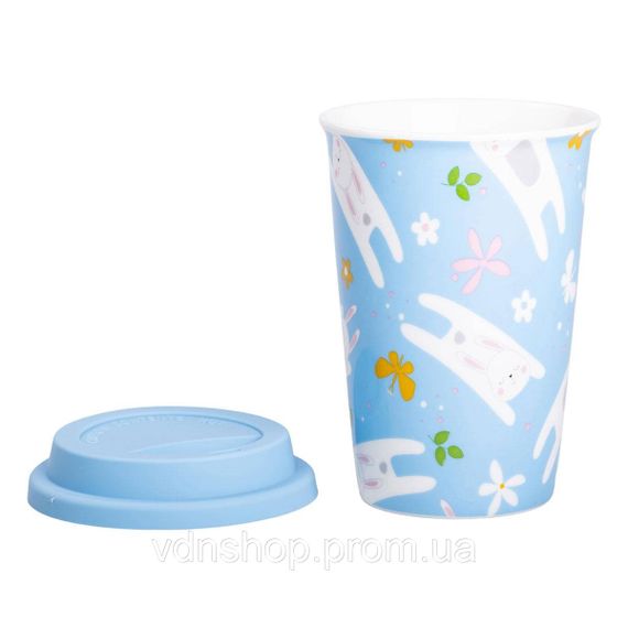 Порцелянаовий стакан із силіконовою кришкою та отвором для трубочки 420 мл Блакитний RX-N240546BL | Зображення 2