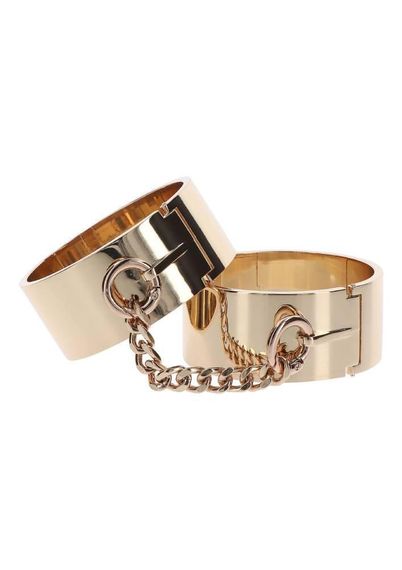 Наручники БДСМ кайданки для фіксації рук TABOOM Slave Wrist Cuffs — металеві, золотисті, аксесуар для пар | Зображення 2