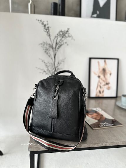 Жіночий рюкзак молодіжний шкіряний міський чорний 73354 | Зображення 3